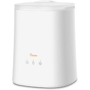 Crane Warm & Cool Mist Top Fill Humidifier with Remote, 1.2 Gallon, 500 Sq. Ft Coverage, UV Ionizing Light, Metallic