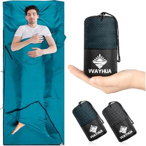 Satin Sleeping Bag Liner, Ultralight Portable Travel Sheets for Hotel with Two Way Zippers, Silky Camping Sheets & Adult Sleep Sack for Backpacking Hiking Business Trips