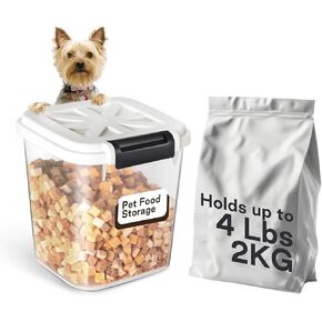 10 lbs Dog Food Storage Container Large Cat Treat Container with Measuring Cup, Dry Pet Food Storage Bin for Cereal, Birds, Rice and Grain