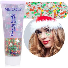 MEICOLY Blue Face Body Glitter,Patriotic Veterans Day Independence Day Sparkle 4th of July Pride Face Paint Makeup,Festival Rave Accessories Sparkling Mermaid Body Glitter Gel for Women,50ml