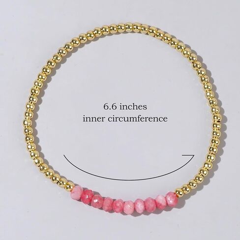 Gold Beaded Gemstone Bracelets for Women, Boho Handmade Natural Stones Stretch Stackable Bracelet Prom Jewelry Gift. in Kuwait