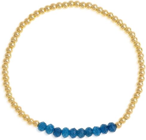 Gold Beaded Gemstone Bracelets for Women, Boho Handmade Natural Stones Stretch Stackable Bracelet Prom Jewelry Gift. in Kuwait