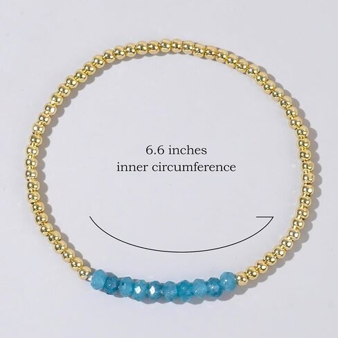 Gold Beaded Gemstone Bracelets for Women, Boho Handmade Natural Stones Stretch Stackable Bracelet Prom Jewelry Gift. in Kuwait