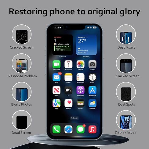 OLED for iPhone 12/12 Pro Screen Replacement 6.1 inch,3D Touch Display Digitizer Screen Frame Assembly for A2403, A2172, A2402, A2404,A2407, A2341, A2406, A2408（OLED COF FHD,NO Tools Kit） in Saudi Arabia