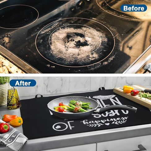 TYEMUI Heat Resistant Electric Glass Stovetop Cover, 28.5 x 20.5 inch for Stove Top, Protector Mat for 30 inch Glass/Ceramic Cooktop with Knobs, Black in Saudi Arabia