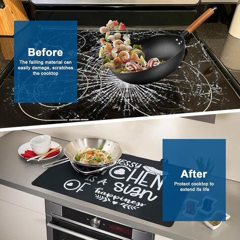 TYEMUI Heat Resistant Electric Glass Stovetop Cover, 28.5 x 20.5 inch for Stove Top, Protector Mat for 30 inch Glass/Ceramic Cooktop with Knobs, Black in Saudi Arabia