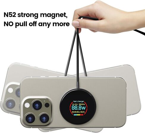 2024 New Magnetic Wireless Charging Pad with LCD, HYDGYC 15W Max Fast Wireless Charger, Wireless Charger for Mag Safe iPhone, Compatible with MagSafe Charger/iPhone 15/14/13/12 in Saudi Arabia