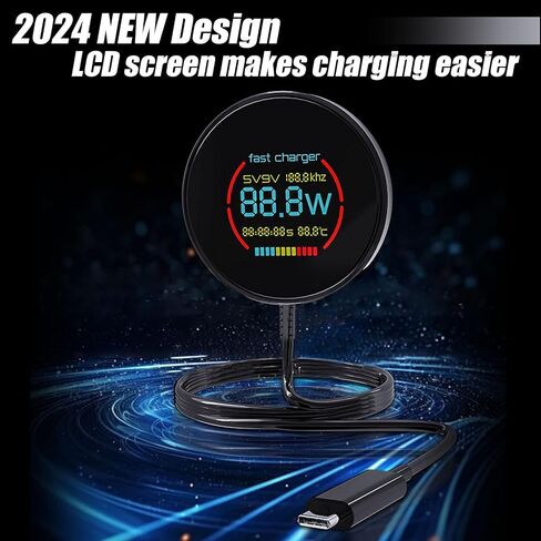 2024 New Magnetic Wireless Charging Pad with LCD, HYDGYC 15W Max Fast Wireless Charger, Wireless Charger for Mag Safe iPhone, Compatible with MagSafe Charger/iPhone 15/14/13/12 in Saudi Arabia
