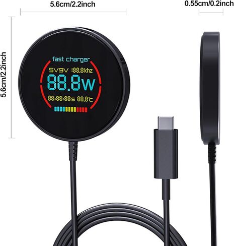 2024 New Magnetic Wireless Charging Pad with LCD, HYDGYC 15W Max Fast Wireless Charger, Wireless Charger for Mag Safe iPhone, Compatible with MagSafe Charger/iPhone 15/14/13/12 in Saudi Arabia