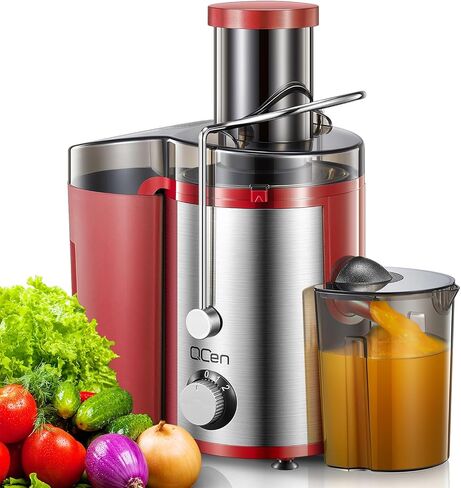 Juicer Machine, 800W Centrifugal Juicer Extractor with Wide Mouth 3" Feed Chute for Fruit Vegetable, Easy to Clean, Stainless Steel, BPA-free, by QCen(Silver) in Kuwait
