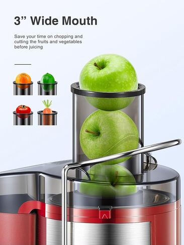 Juicer Machine, 800W Centrifugal Juicer Extractor with Wide Mouth 3" Feed Chute for Fruit Vegetable, Easy to Clean, Stainless Steel, BPA-free, by QCen(Silver) in Kuwait