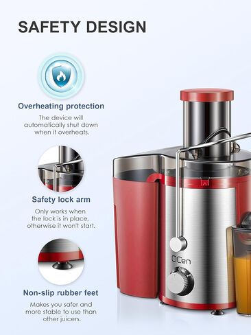 Juicer Machine, 800W Centrifugal Juicer Extractor with Wide Mouth 3" Feed Chute for Fruit Vegetable, Easy to Clean, Stainless Steel, BPA-free, by QCen(Silver) in Kuwait