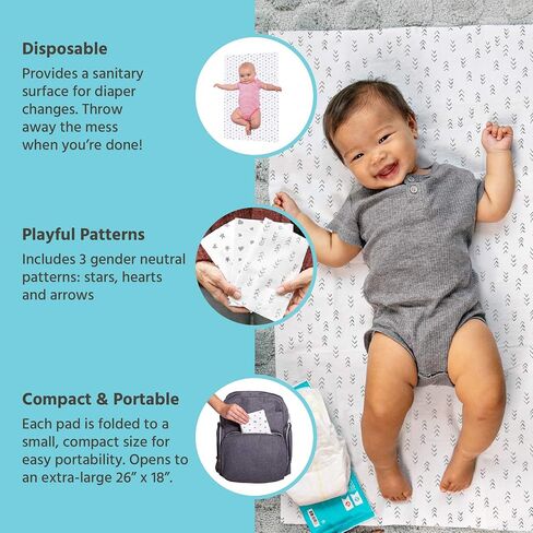Disney Baby by J.L. Childress Disposable Changing Pads, 24 Pack - Absorbent and Leak-Resistant for Safe Baby Diaper Changing, 26x18 Inch in Saudi Arabia