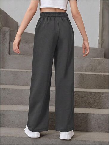 SOLY HUX Girl's Baggy Straight Leg Sweatpants High Waist Drawstring Casual Athletic Pants in Kuwait