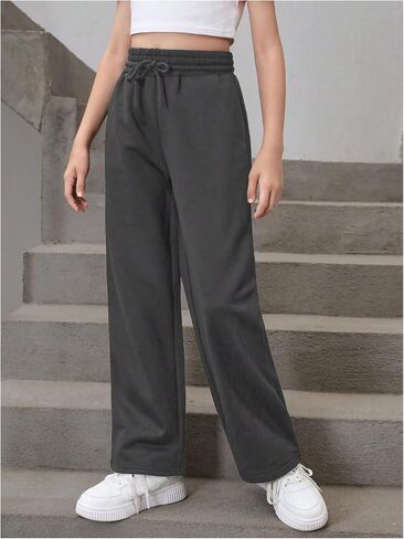 SOLY HUX Girl's Baggy Straight Leg Sweatpants High Waist Drawstring Casual Athletic Pants in Kuwait