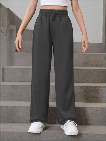 SOLY HUX Girl's Baggy Straight Leg Sweatpants High Waist Drawstring Casual Athletic Pants in Kuwait