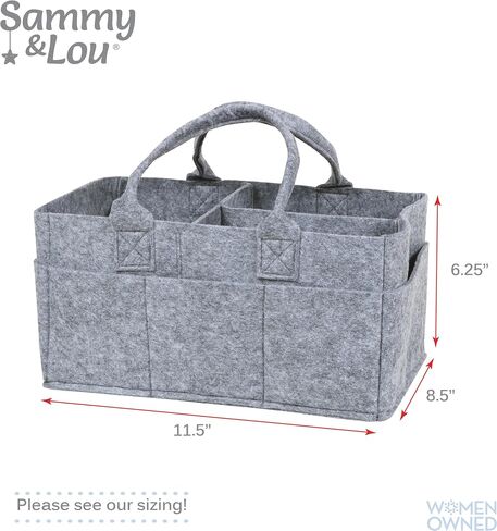 Sammy & Lou Collapsible Light Gray Felt Storage Caddy, Divided Design To Keep Diapers, Wipes And Changing Items Organized, Two Handles, 11.5"D x 6"W x 8"H in Saudi Arabia