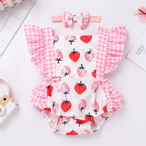 IMEKIS Baby Girl 1st Birthday Outfit Boho Romper Headband Summer Cake Smash Photo Shoot Clothes Set in Kuwait