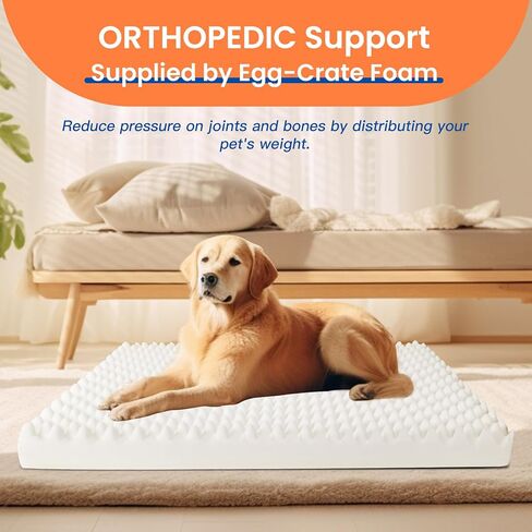 Orthopedic Dog Bed,Supportive Memory Foam Waterproof Dog Sofa with Removable Washable Cover and Nonskid Bottom,Soft Pet Bed with Zipper and Bolster (Navy,Large) in Saudi Arabia