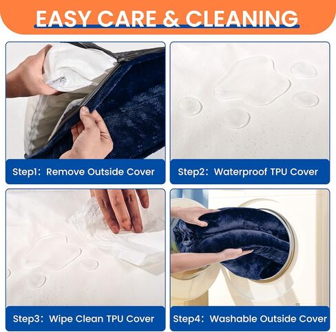 Orthopedic Dog Bed,Supportive Memory Foam Waterproof Dog Sofa with Removable Washable Cover and Nonskid Bottom,Soft Pet Bed with Zipper and Bolster (Navy,Large) in Saudi Arabia