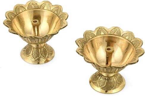 Brass Lotus Akand Diya for Traditional Indian Festive Diwali Pooja Dia Home Temple Decoration Handmade Golden Oil Lamp Engraved Made of Virgin Brass Metal – Pack of 1 (3.25 INCH) in Saudi Arabia