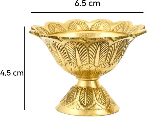 Brass Lotus Akand Diya for Traditional Indian Festive Diwali Pooja Dia Home Temple Decoration Handmade Golden Oil Lamp Engraved Made of Virgin Brass Metal – Pack of 1 (3.25 INCH) in Saudi Arabia