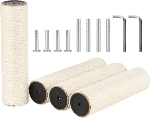 4 PCS 7.9cm 3.1in Diameter Cat Tree Scratching Post Replacement Sisal Pole Parts with Screws and Bolts and Wrenches (15.75in/40cm, M10) in Saudi Arabia