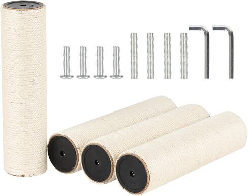 4 PCS 7.9cm 3.1in Diameter Cat Tree Scratching Post Replacement Sisal Pole Parts with Screws and Bolts and Wrenches (15.75in/40cm, M10) in Saudi Arabia