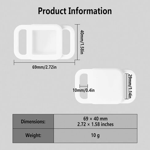 Geiomoo Silicone Case for Tile Mate 2024, Tile Mate 2022, Tile Mate 2020, Cover for Tracker Anti-Scratch, Holder Protect Finder Tag for Dog, Cat, Pets (White) in Saudi Arabia