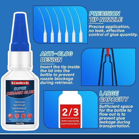 Super Glue 30 g*2, Superglue All Purpose, Instant Glue with Anti-Clog Cap, StronClear Superglue for Plastic, Glass, Ceramic, Metal, Wood, DIY, Precise Repair, Waterproof, Heat-Resistant in Saudi Arabia