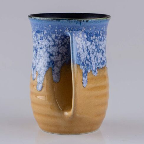 Hand Warmer Coffee Mug Handmade Pottery (UPGRADED) - 16 Ounce Large Hand Warming Mugs Ceramic Gift with Contoured Pocket, Keep Your Fingers Warmth, Right Handed in Saudi Arabia