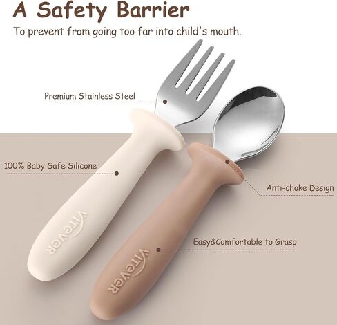 6 Pieces Toddler Utensils, Kids Safe Spoons and Forks, Children Silverware Set with Silicone Handle, 18/8 Stainless Steel, Food-grade Silicone，BPA Free - Dishwasher Safe in Saudi Arabia