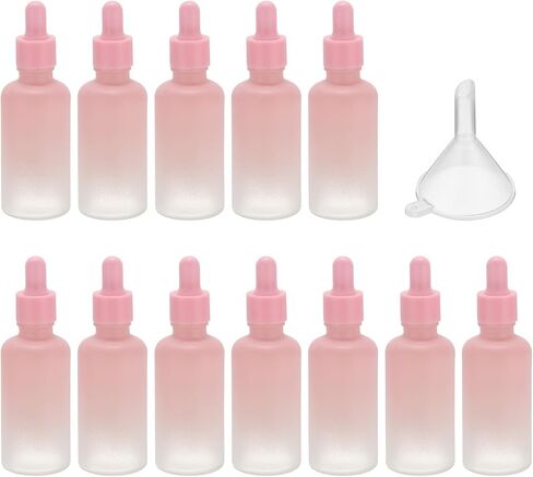 PATIKIL 10ml Glass Dropper Bottle, 12Pcs Leakproof Essential Oils Sample Liquid Perfume Container with Eye Dropper Funnel for Storage Home Travel, Pink in Kuwait