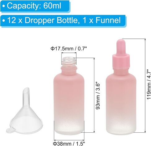 PATIKIL 10ml Glass Dropper Bottle, 12Pcs Leakproof Essential Oils Sample Liquid Perfume Container with Eye Dropper Funnel for Storage Home Travel, Pink in Kuwait