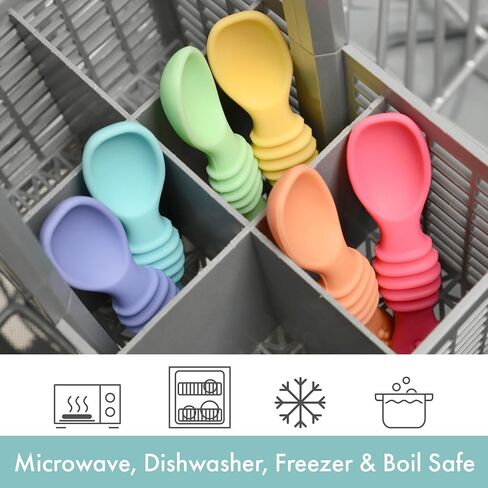 PrimaStella Silicone Chew Spoon Set for Babies and Toddlers | Safety Tested | BPA Free | Microwave, Dishwasher and Freezer Safe in Kuwait