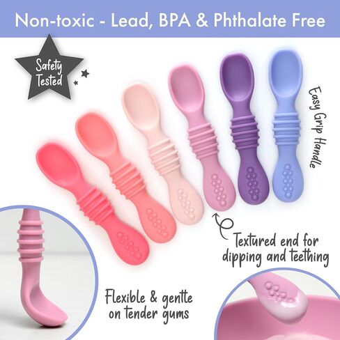 PrimaStella Silicone Chew Spoon Set for Babies and Toddlers | Safety Tested | BPA Free | Microwave, Dishwasher and Freezer Safe in Kuwait