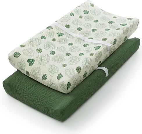 Muslin Changing Pad Cover for Baby Girls Boys, Cotton Natural Comfort Diaper Change Table Pad Covers, Ultra Soft Breathable Boho Changing Pad Sheets, 2Pack (Sunshine & Brown) in Saudi Arabia