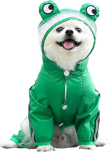 Dog Raincoat with Hood, Waterproof Full-Coverage Reflective Rain Jacket Quick-Drying Rain Poncho and Shoes for Small Medium Large Dogs,Green,S in Kuwait