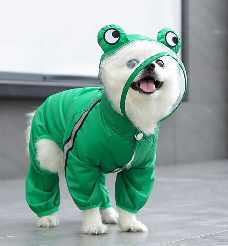 Dog Raincoat with Hood, Waterproof Full-Coverage Reflective Rain Jacket Quick-Drying Rain Poncho and Shoes for Small Medium Large Dogs,Green,S in Kuwait