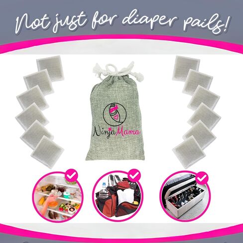 Diaper Pail Deodorizer. Compatible with Most Pails Bamboo Carbon Charcoal Filters, Odor Eliminating Refills for Disposable and Cloth Diapers, Trash Cans and Shoes.12 Pack in Saudi Arabia