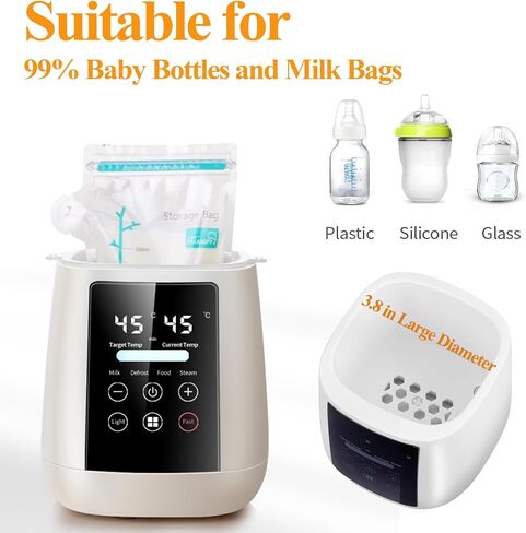 Baby Bottle Warmer, 9-in-1 Milk Warmer for Breastmilk Formula, 48H Constant Warming, with Defrost, Heat Baby Food Jars, Sterili-zing, Thawing, Accurate Temp Control, Fits 2 Bottles in Saudi Arabia