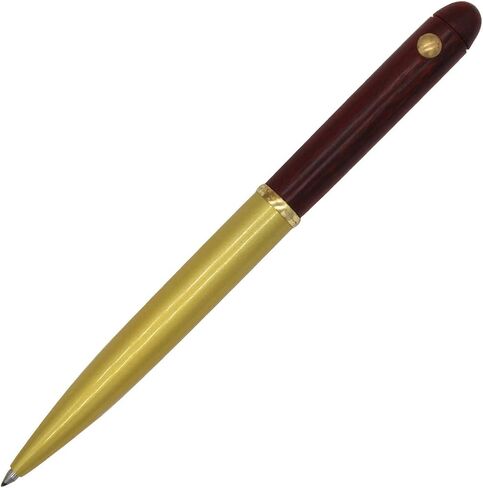 Gullor Handcrafted Wooden Ballpoint Pen, Made of Rosewood and Brass - Brownish Yellow Stripes in Saudi Arabia