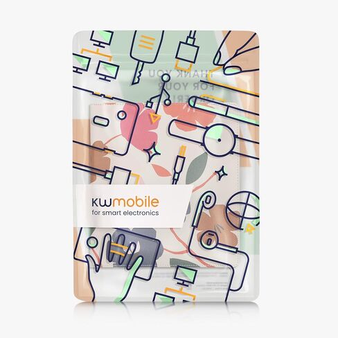 kwmobile Case Compatible with Amazon Kindle Scribe Case - PU Cover w/Strap - Colorful Flowers Dark Pink/Dark Blue/Cream in Saudi Arabia