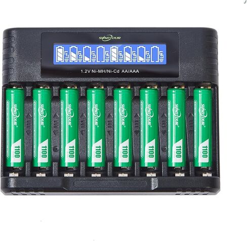 2800mAh Ni-MH AA Battery & 1100mAh Ni-MH AAA Battery with Charger,SUNLYTOUR 4 pcs 2800mAh AA Ni-MH Batteries and 4 pcs 1100mAh AAA Ni-MH Batteries with AAA AA Battery Charger,up to 1200 Cycles in Kuwait