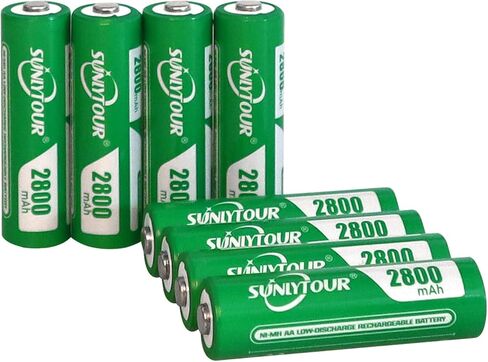 2800mAh Ni-MH AA Battery & 1100mAh Ni-MH AAA Battery with Charger,SUNLYTOUR 4 pcs 2800mAh AA Ni-MH Batteries and 4 pcs 1100mAh AAA Ni-MH Batteries with AAA AA Battery Charger,up to 1200 Cycles in Kuwait