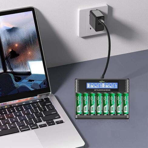 2800mAh Ni-MH AA Battery & 1100mAh Ni-MH AAA Battery with Charger,SUNLYTOUR 4 pcs 2800mAh AA Ni-MH Batteries and 4 pcs 1100mAh AAA Ni-MH Batteries with AAA AA Battery Charger,up to 1200 Cycles in Kuwait