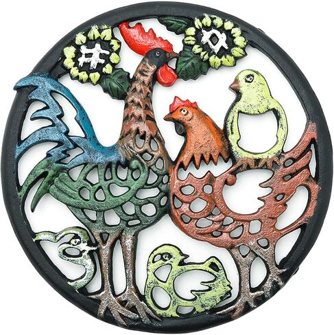 Sungmor Cast Iron Cute Fish Trivet for Wood Stove - Dia-7.5 Inch Dark Green Finish - Rustproof Round Stands for Hot Pots/Dishes/Pans - Decorative Metal Table Trivet for Kitchen Cooking in Saudi Arabia