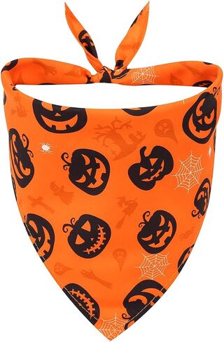 4Pcs Halloween Dog Bandanas, Halloween Luminous Glow-in-The=Dark Dog Bibs, Halloween Pumpkin Printing Puppy Triangle Bib Pet Scarf, Orange in Saudi Arabia