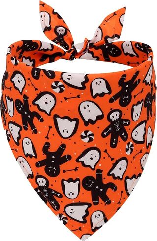 4Pcs Halloween Dog Bandanas, Halloween Luminous Glow-in-The=Dark Dog Bibs, Halloween Pumpkin Printing Puppy Triangle Bib Pet Scarf, Orange in Saudi Arabia
