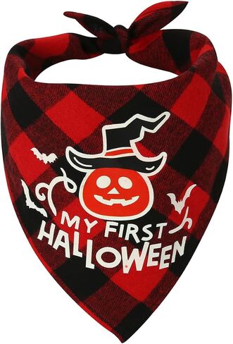 4Pcs Halloween Dog Bandanas, Halloween Luminous Glow-in-The=Dark Dog Bibs, Halloween Pumpkin Printing Puppy Triangle Bib Pet Scarf, Orange in Saudi Arabia